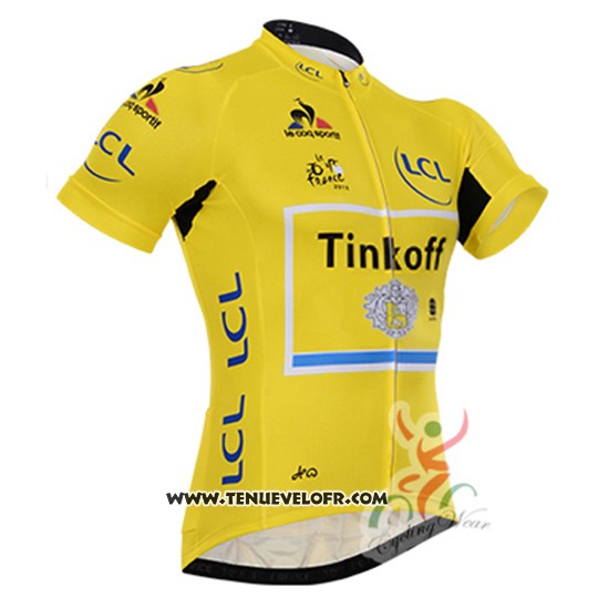 2016 Maillot Ciclismo Tinkoff Lider Jaune et Noir Manches Courtes et Cuissard